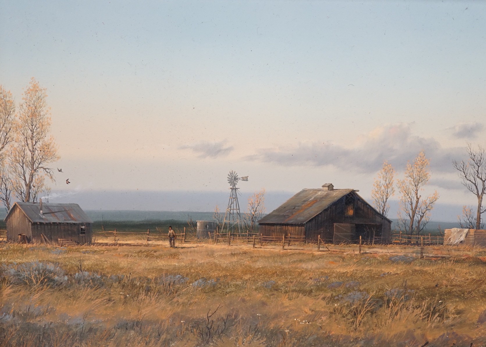 Gene Speck (American, b.1937), three oils on board, Golden Autumn, Native Landscape and Ranch Lands, signed, largest 26 x 34cm